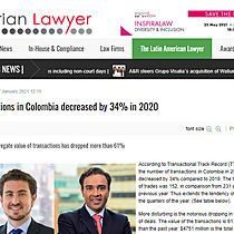 Transactions in Colombia decreased by 34% in 2020